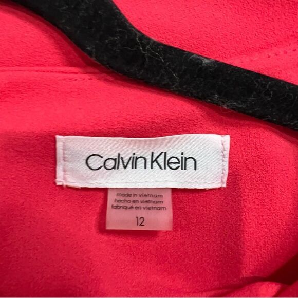 Calvin Klein Pink Chiffon-Cuff Floral Appliqué Long Bell-Sleeve Dress - Picture 3 of 9